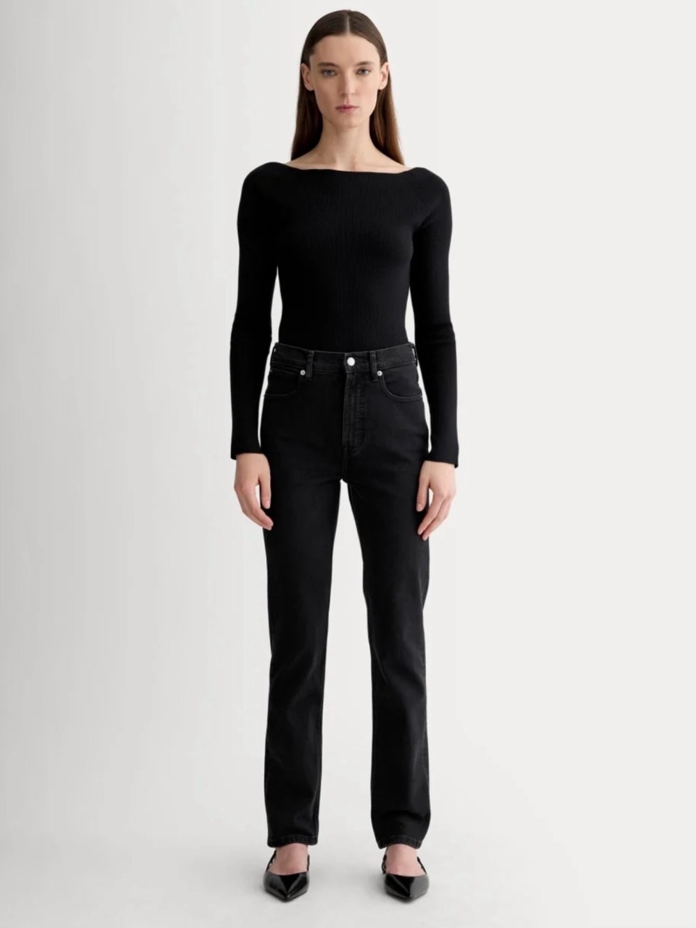 Everlane High Rise Slim Straight Leg Black Jeans, Size 31 Waist, 31” Inseam